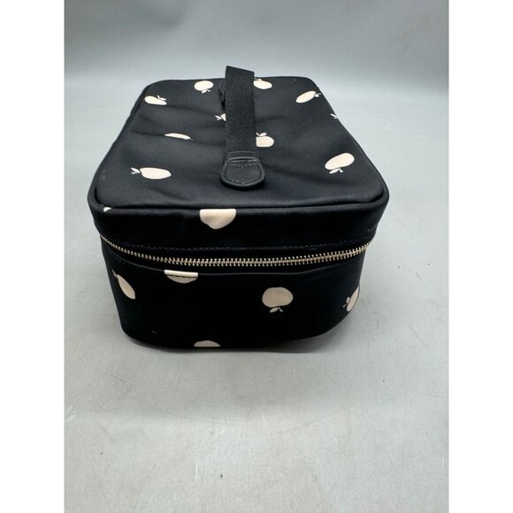 Kate Spade New York Black Apple Print Cosmetic Case Bag nylon rectangle READ - Picture 3 of 8